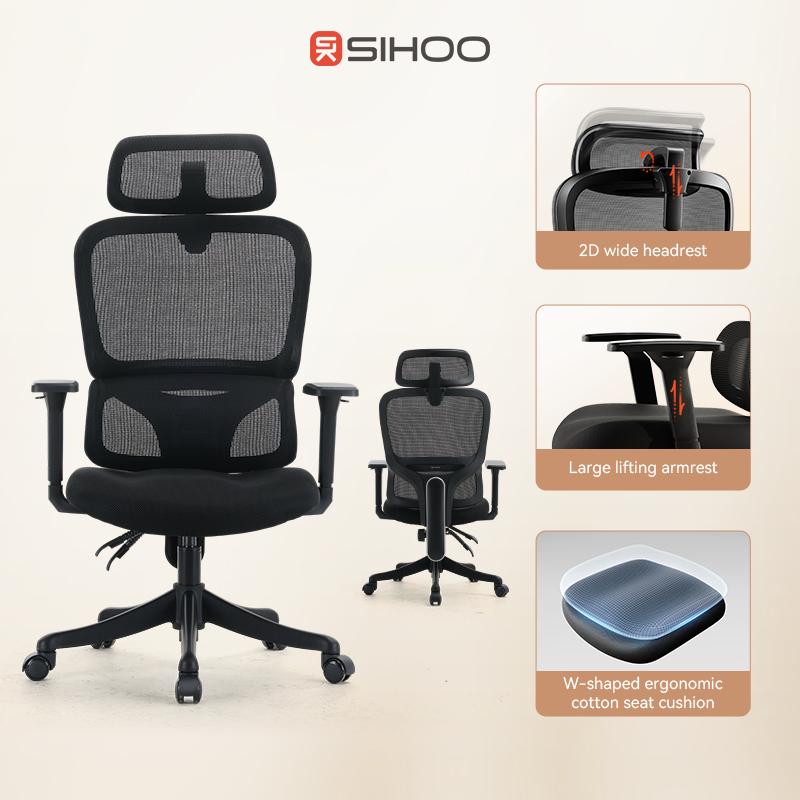 M56C Kursi Kerja Kantor Ergonomic Kursi Belajar Hitam